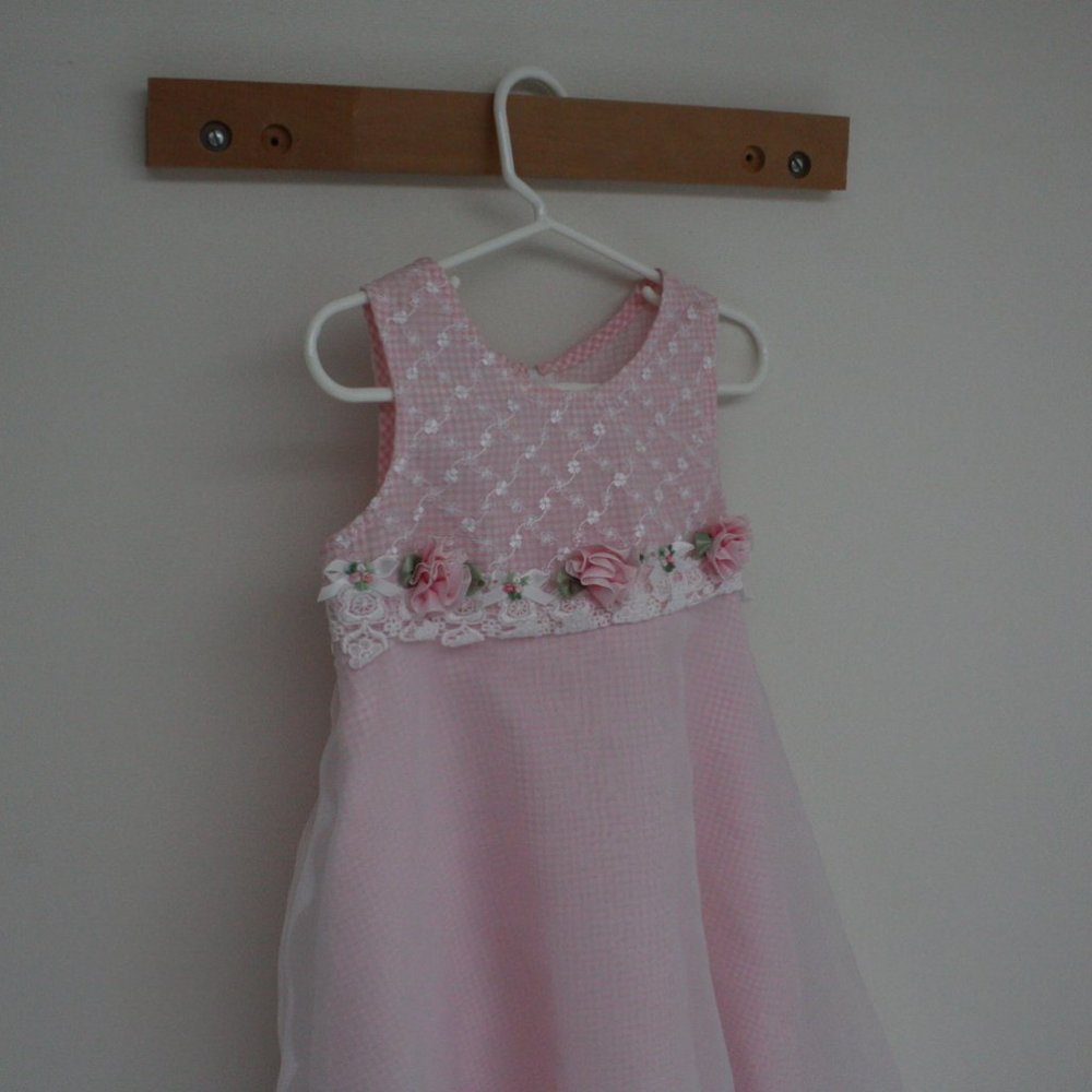 Bonnie Jean Pink Flower Dress Girls 5 - Picture 3 of 17